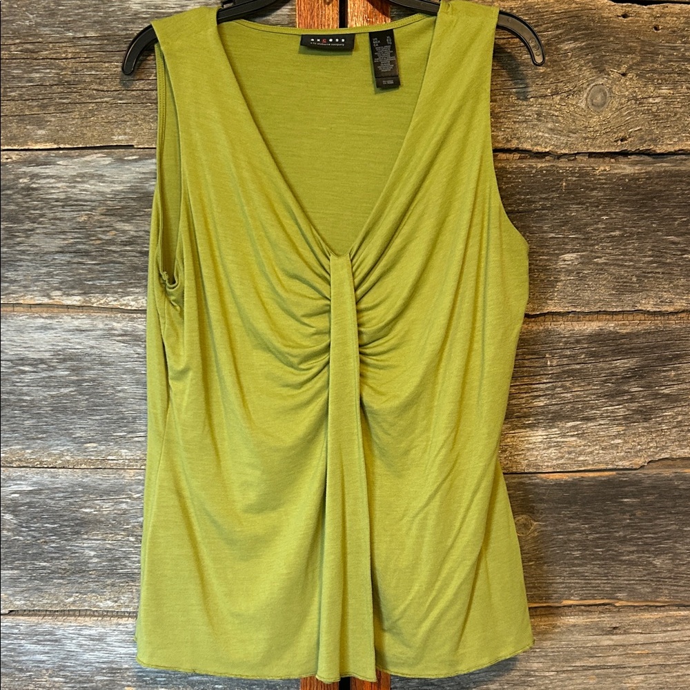 Axcess Lime Green Gathered Tank Top Size XL Flattering